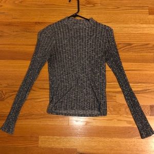 mock neck marled long sleeve top